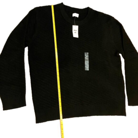 Mode of One Men's Relaxed-Fit Diagonal Texture Sweater Deep Black XL - Picture 4 of 4